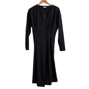 H&M Trend Black Long Sleeve Cross Over Midi Dress Size US 4